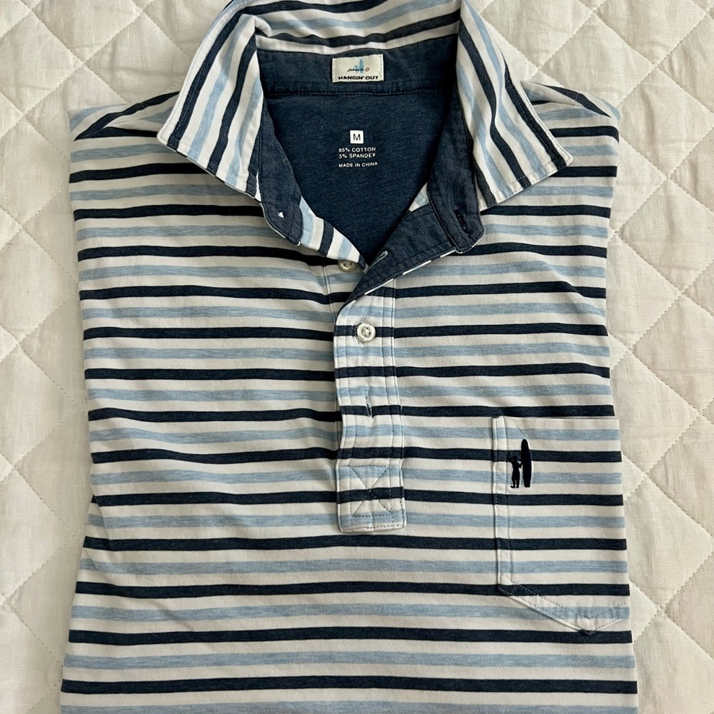 Blue Strips Johnnie O Golf Polo